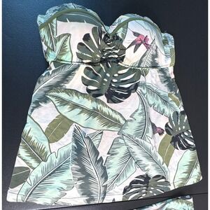 Seafolly Australia Tropical Leaf‎ Bird Strapless Tunic Tankini Swim Top Size 12
